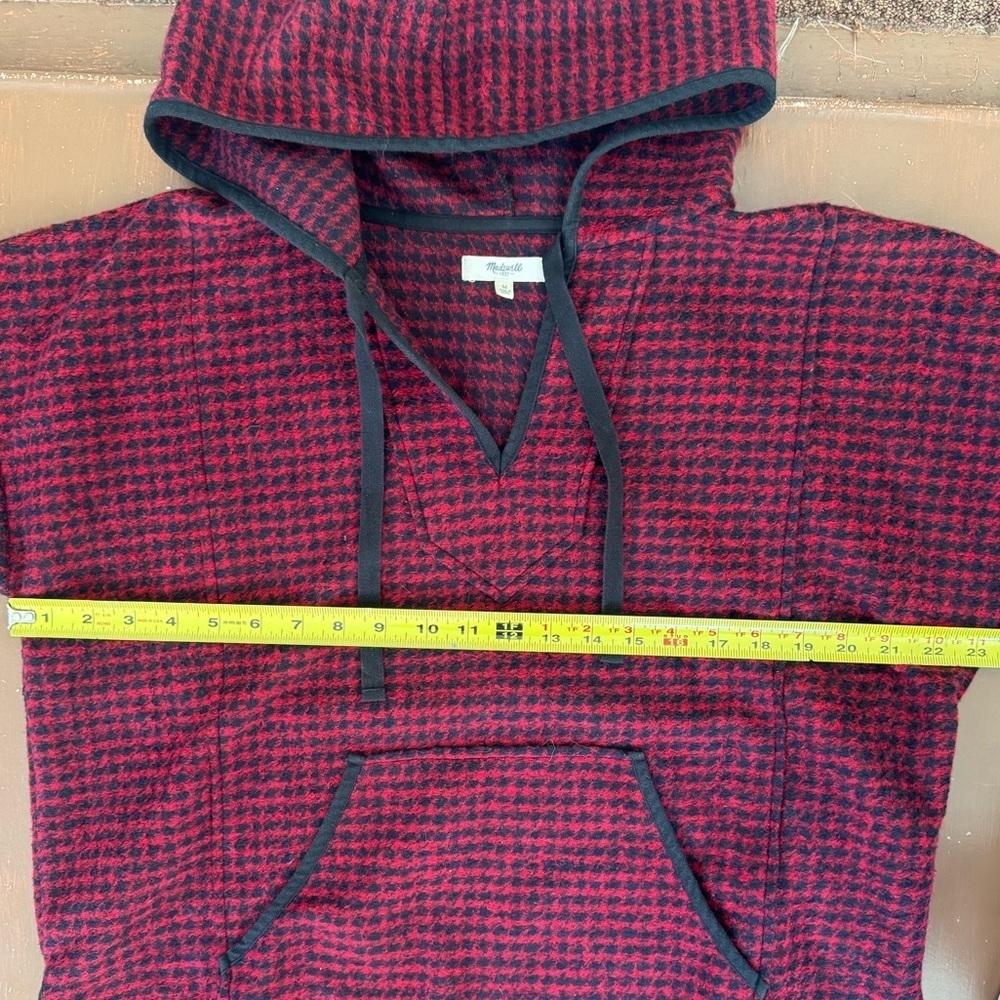Madewell Red and Black Brushed Houndstooth Oversized Hoodie - Women’s Medium - Picture 7 of 8